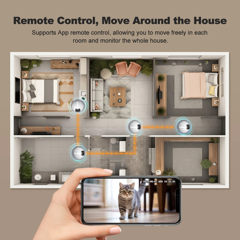 SriHome DH013 4MP HD Smart Pet Camera WiFi Mobile Robot with AI Tracking Auto Recharge 10000mAh Battery Night Vision Two Way Audio for Monitoring and Playing with Pets