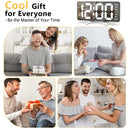 Smart LED Mirror Digital Clock Alarm Clock LED Digital Clock Auto Dimming Mirror Rechargeable Digital Clock for Bedrooms 4 Level Brightness&2 Level Volume