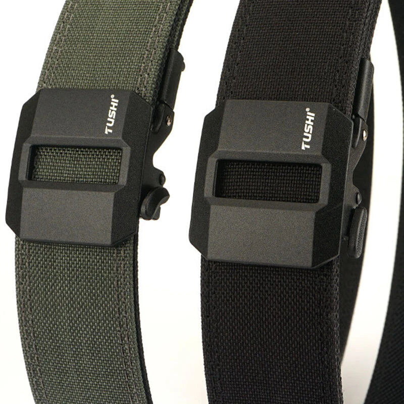 TUSHI Metal Buckle Tactical Belt for Men Adjustable Nylon Military Gun Belt Heavy Duty EDC Outdoor Sports Police Duty Waistband Work Utility Belt