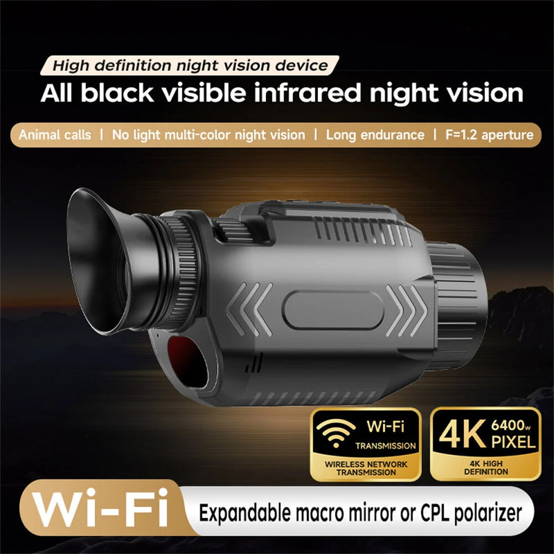 IPRee D15 1080P Monocular Infrared Night Vision Device Day Night Use Photo Video 28X Digital For Hunting,Camping Use