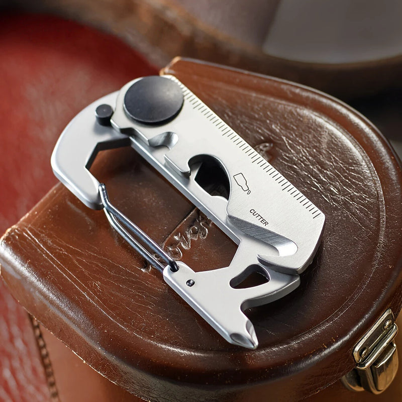 IPRee 9in1 13in1 Mini Multifunction Wrench & Bottle Opener Compact Card Tool Stainless Steel Climbing Carabiner EDC Keychain Gear Rope Cutter Camping Hiking Outdoor Tools