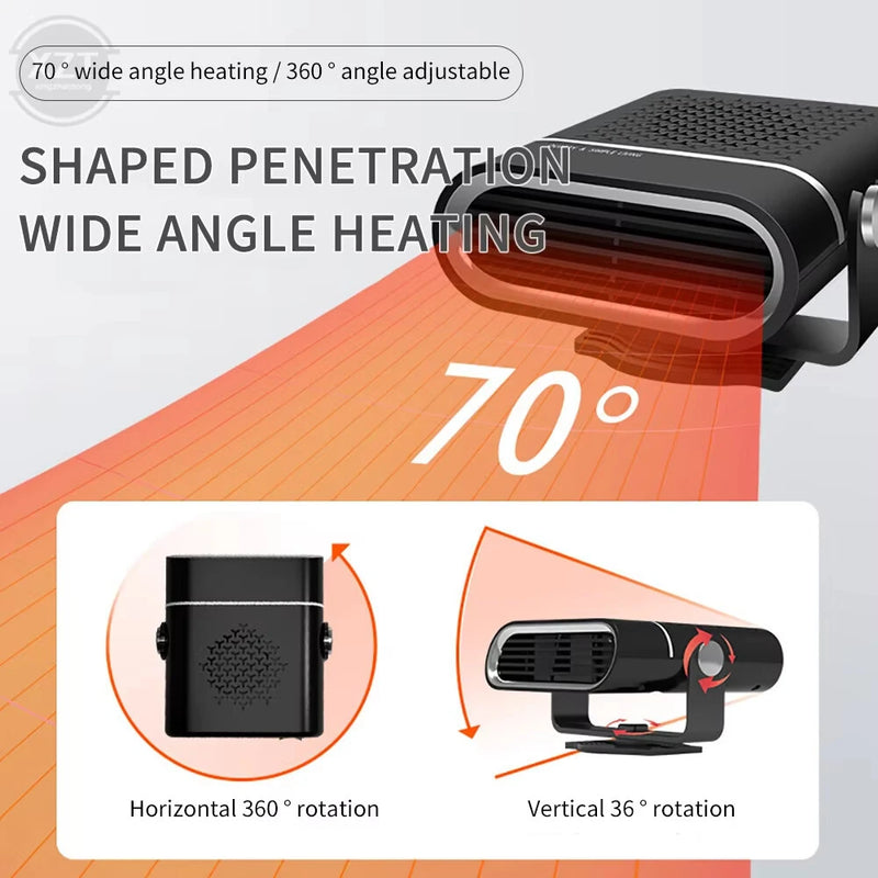 IPRee 360 Degree Portable Auto Heater ABS Heating Cooling Fan for Cars Trucks Car Accessories 12/24V