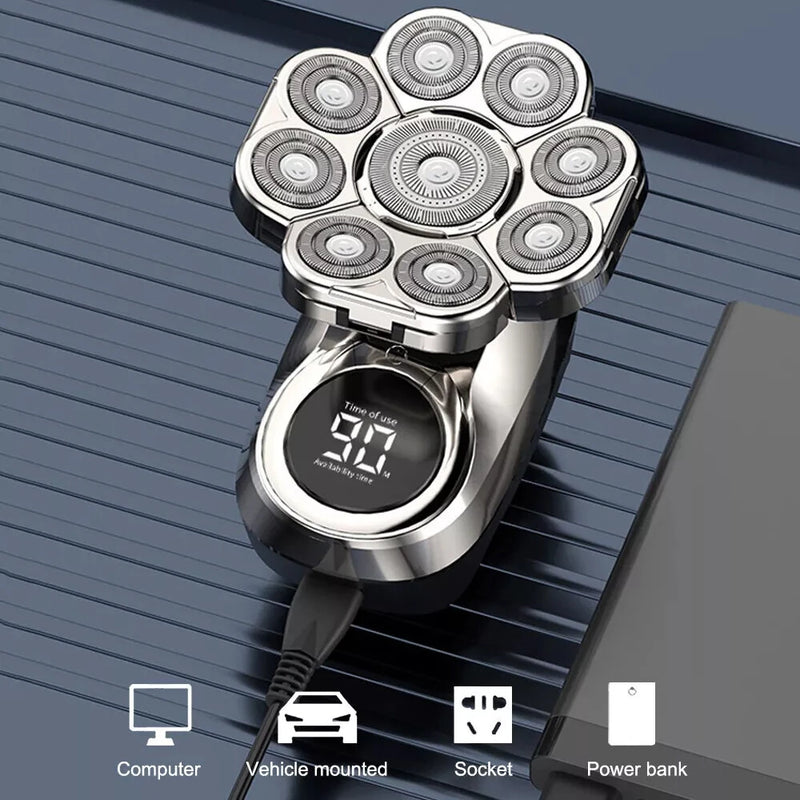 5 in 1 Electric Shaver Men's Grooming Kit Cordless Bald Shaver Wet and Dry Smart Multifunctional Electric Bald Head Shaver Washable Shaver