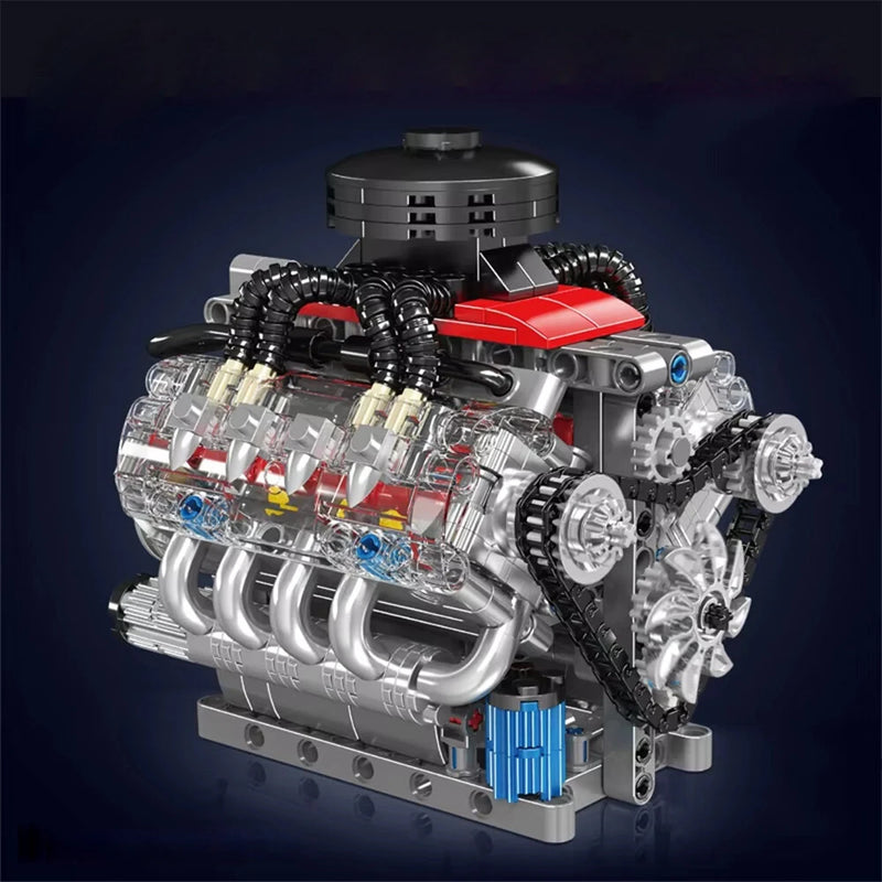 Mould King 10171 LSX454 Motorized V8 Engine Model DIY Assembly Kit Motorized Building Blocks 487PCS Excellent STEAM Science Education Discovery Toys Children Gifts