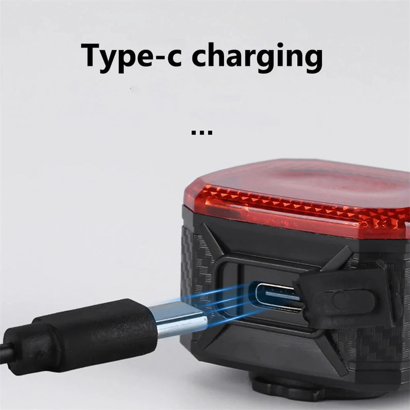 BIKIGHT Smart Sensing Brake Bicycle Taillight 6 Lighting Modes Waterproof Type-C Charging Bike Rear Light for MTB Night Riding Warning Safety