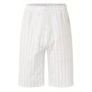 Men's Quick Dry Cotton Linen Shorts Summer Breathable Stripe Casual Gym Running Cargo Pocket Beach Five-point Pants Lightweight Comfortable