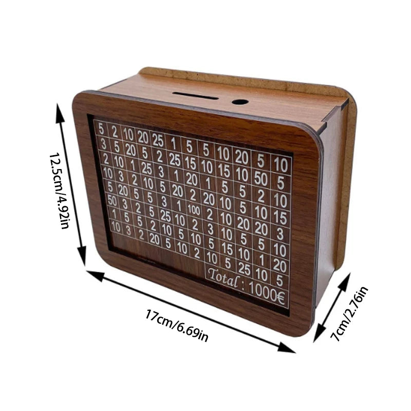 Wooden Coin Bank 1000 Euro Wooden Money Boxes for Kids Gift Boxes Home Decoration Crafts Counter Money Boxes Wooden Crafts Storage Boxes