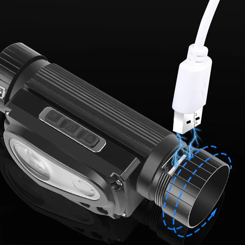 200B-2 XHP50 LED Headlamp Motion Sensor Headlight Flashlight 18650/21700 USB Rechargeable Head Lamp Torch 10 Lighting Mode Work Light