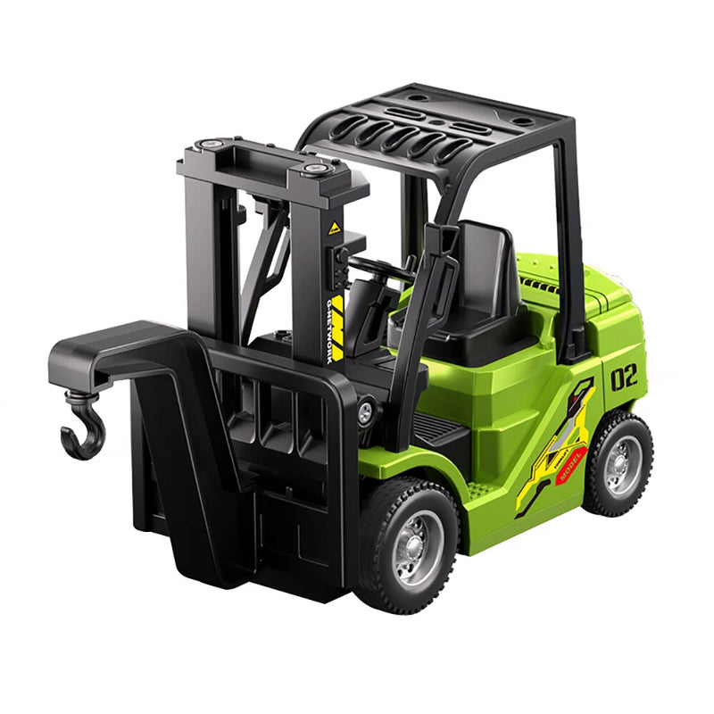 HJ2025-2D RTR 1/64 2.4G Mini RC Car Alloy 2 in 1 Forklift Crane With Trailer Support App Remote Controlled LED Light Sound Engineering Vehicle Desktop Toys Model Collection Gift For Boys