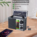 IPRee TG-088BT-S Portable FM AM SW Radio with Solar Panel Rechargeable Outdoor Full Band High Sensitivity Radio Receiver with Flashlight bluetooth Speaker Support TF Card U Disk