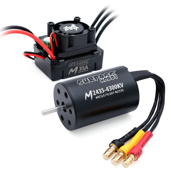 SURPASS-HOBBY M2430/M2435/M2440 All-Black Waterproof Brushless Motor M35A Waterproof ESC Motor and ESC For 1/18 RC Car Parts