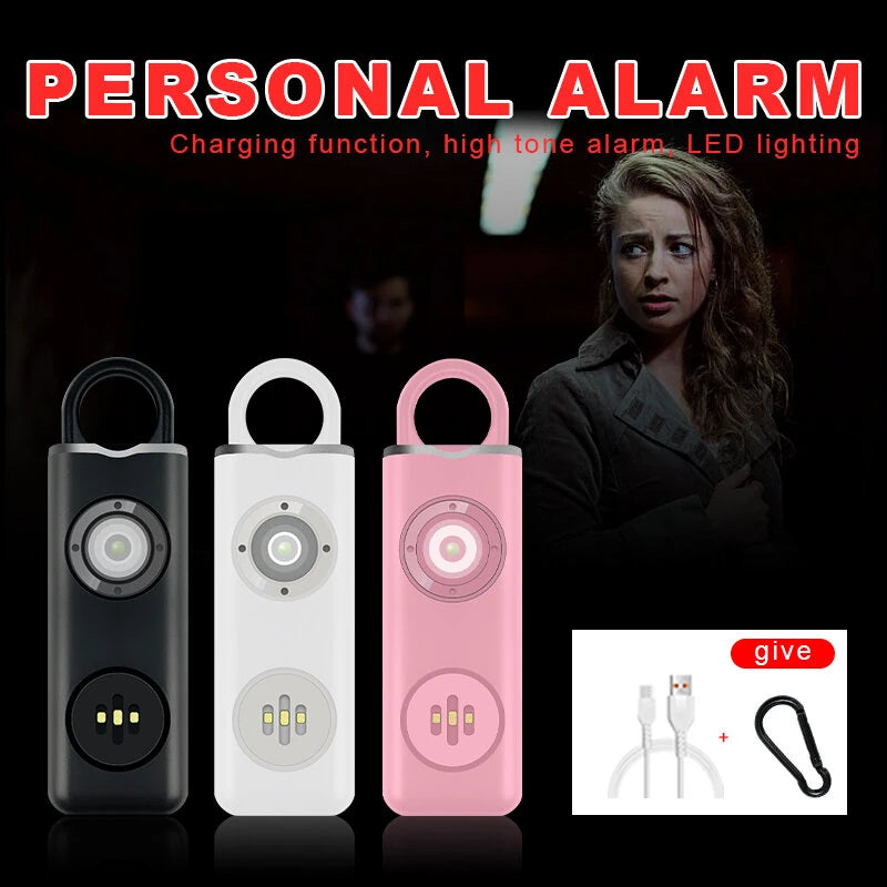 Personal Safety Siren 130dB Siren Strobe Key Chain 3 Colors Anti Robbery Call for Help Alarm