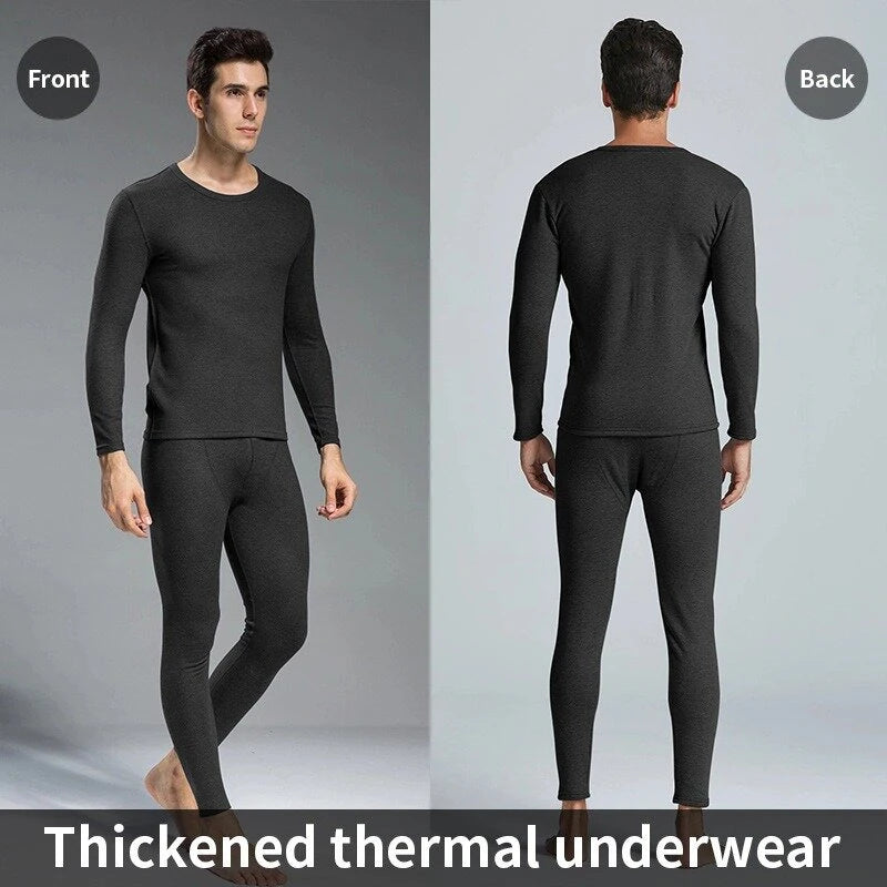 TENGOO 2Pcs Men Winter Thermal Wear, Thermal Underwear Set, Thermal Base Layer Set, Warmth Slim Body and High Elasticity Comfortable and Breathable Long Sleeve Crew Neck Bottom Shirts Tops & Pants Men's Thermal Clothing