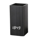 Creative Wooden Pen Holder Clock USB Voice Control Digital Pen Holder Alarm Clock LED Pencil Organizer with LED