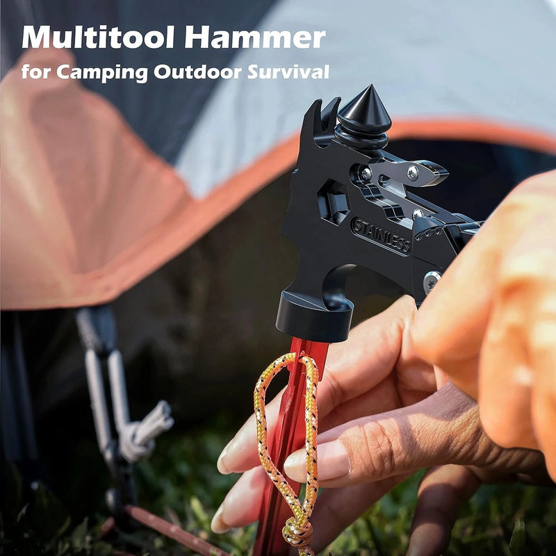 IPRee 16 In 1 Multifunctional Hammer Survival Tool Folding Pocket Pliers With Screwdriver Bottle Opener For Survival Camping Hunting Outdoor