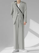 Mens Solid Lapel Blazer Casual Two Pieces Outfits