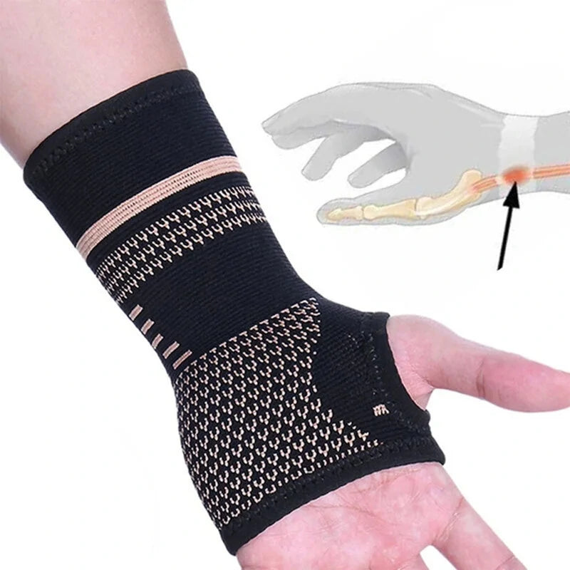 1PCS Sport Wrist Strap Copper Fiber Anti-slip Breathable Protect Wrist Hand Sleeve for Gym Basketball Workout