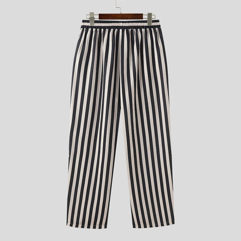 INCERUN Mens Casual Ethnic Striped Loose-Fit Pant Comfortable Wide Leg Long Trousers Plus Size for Men S-5XL