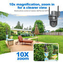 Guudgo Tri-lens Solar Camera 10X Optical Zoom WIFI 4G Wireless PTZ Color Night Vision AI Human Detection Solar Powered Waterproof Outdoor Security Camera