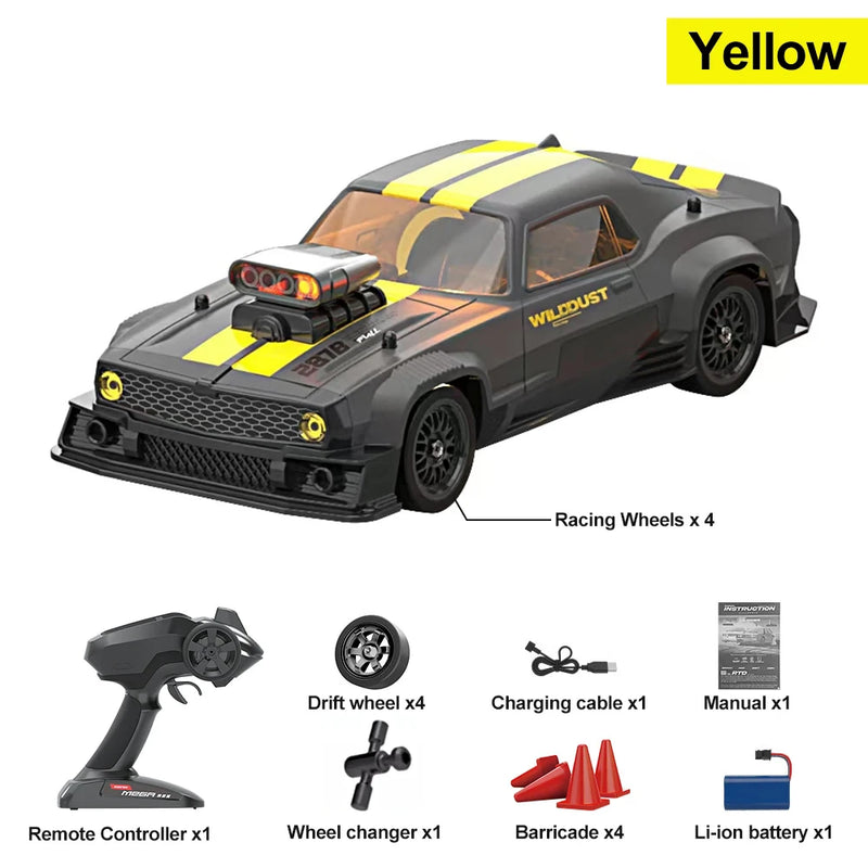 KAMTOM DC163A RTR 1/16 2.4G 4WD 50km/h Drift RC Car ESP Gyro Mini Race LED Light High Speed Racing On-Road Full Proportional Classic Retro Electric Remote Radio Control Vehicles Model Toys