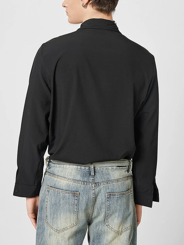 Mens Embroidered Fringe Long Sleeve Shirt