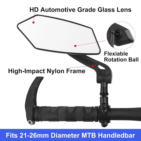 XANES DH005 Bicycle Left Rear View Mirror Wide Range High-Definition Rear View Mirror Cycling Adjustable Bike Mirror for E-bike Scooter Motorcycle