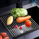12/15 Tube Foldable Kitchen Sink Drainer Stainless Steel Vegetable Fruit Bowls Dishes Drain RackKitchen Sink Shelf Kitchen Utensils