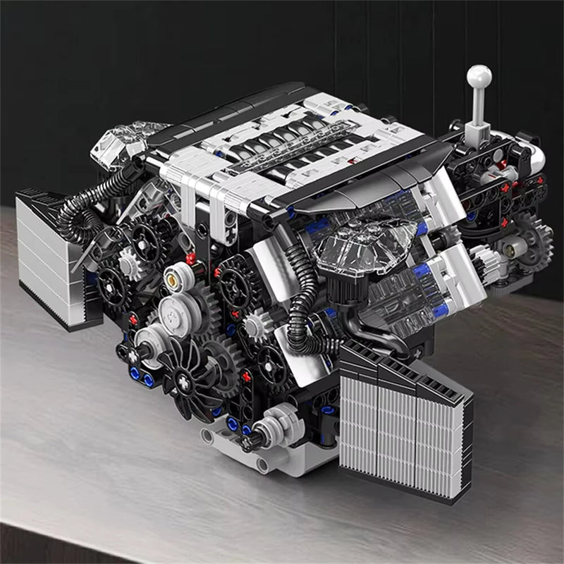 Mould King 10230 Technical Car Engine Toys The Motorized A8 Car W12 Twin Turbo Engine Building Block Brick Set Assembly 871PCS Kids Christmas Gift