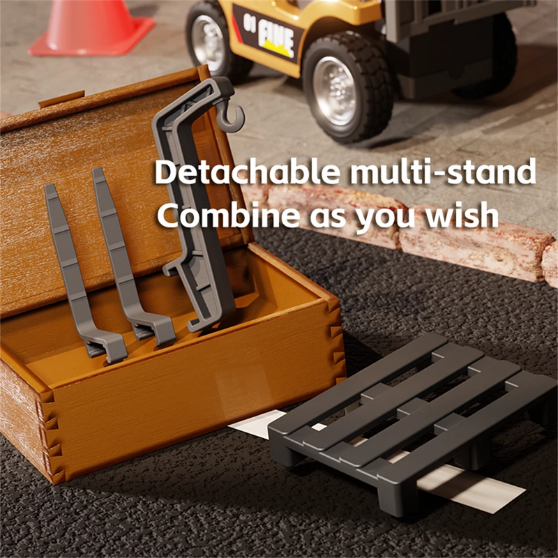 TRASPED HG-4-243 RTR 1/64 2.4G Mini RC Car Alloy Forklift Support App Remote Controlled LED Light Sound Engineering Vehicle Desktop Toys Model Collection Gift For Boys