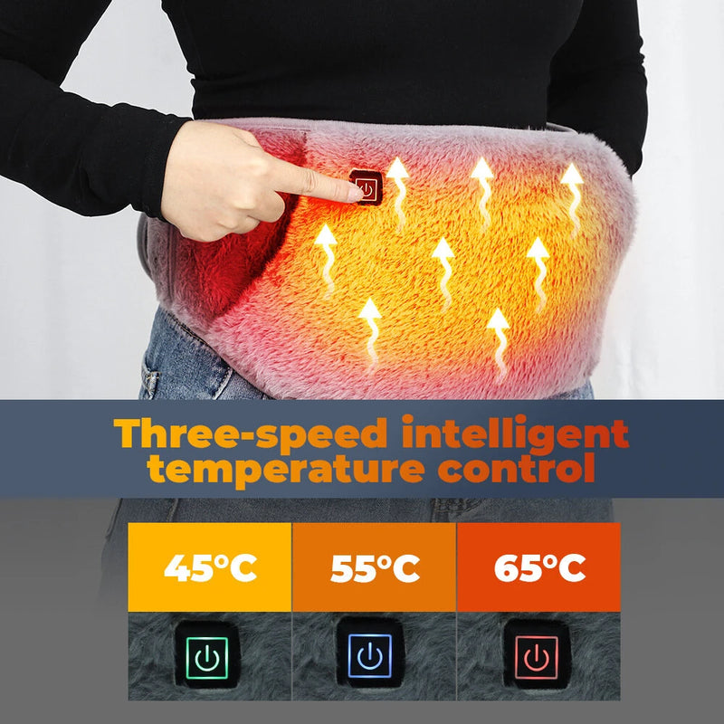 Heated USB Waist Belt 3 Adjustable Temperatures Warm Waist Belt Electric Heating Waist Belt Can Warm Hands Waist And Stomach Plush Belt To Keep Warm In Winter