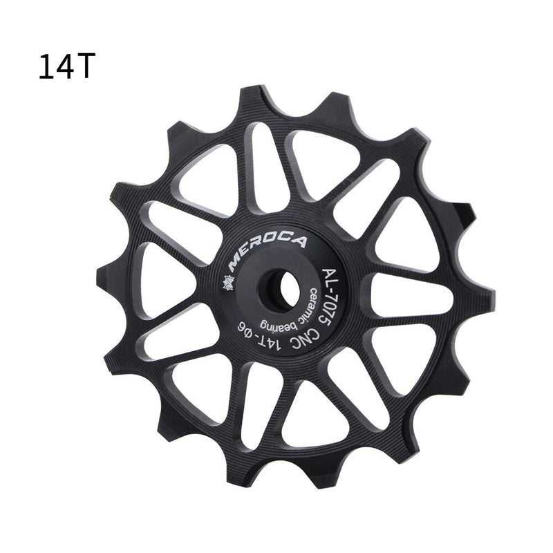 MEROCA 12/14T Bicycle Ceramic Pulleys Lightweight Aluminum Alloy Smooth Speed Change Bike Rear Derailleur Bearing Guide Wheel for MTB