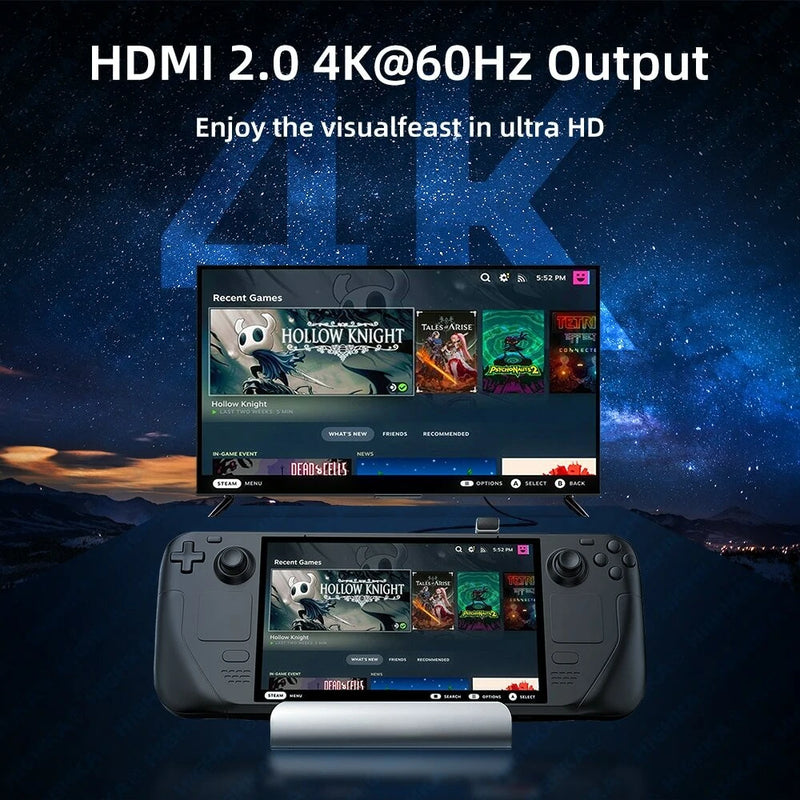 Bakeey Steam Deck Dock 6 in 1 Steam Deck Docking Station Stand Accessories 3*USB 3.0 HDMI 4K@60Hz Gigabit Ethernet 1000Mbps PD 60W Hub