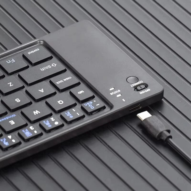 Two-Fold bluetooth Keyboard Magnetic Closure Portable Mini bluetooth Keyboard Rechargeable for Office Keyboard Laptop