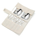 IPRee 7PCS Stainless Steel Camping Cutlery Set Portable Travel Picnic Utensils Fork Spoon Outdoor Dinnerware for Hiking