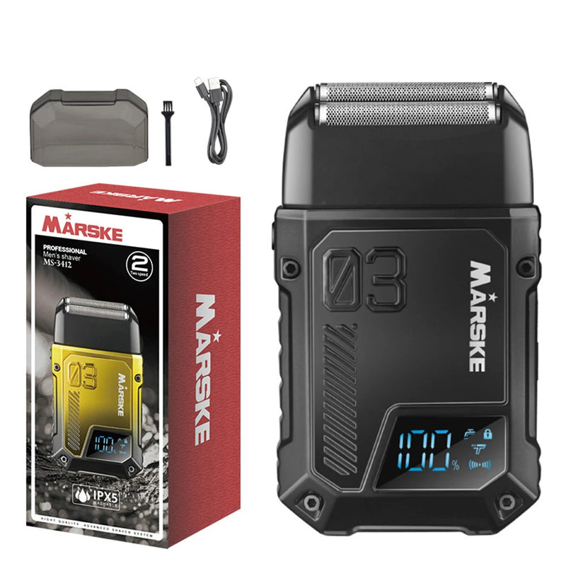 MARSKE MS-3412 Electric Beard Shaver High Speed Motor Beard Trimmer for Men Reciprocating 2-Blade Shave System Hair Clippers Electric Shave