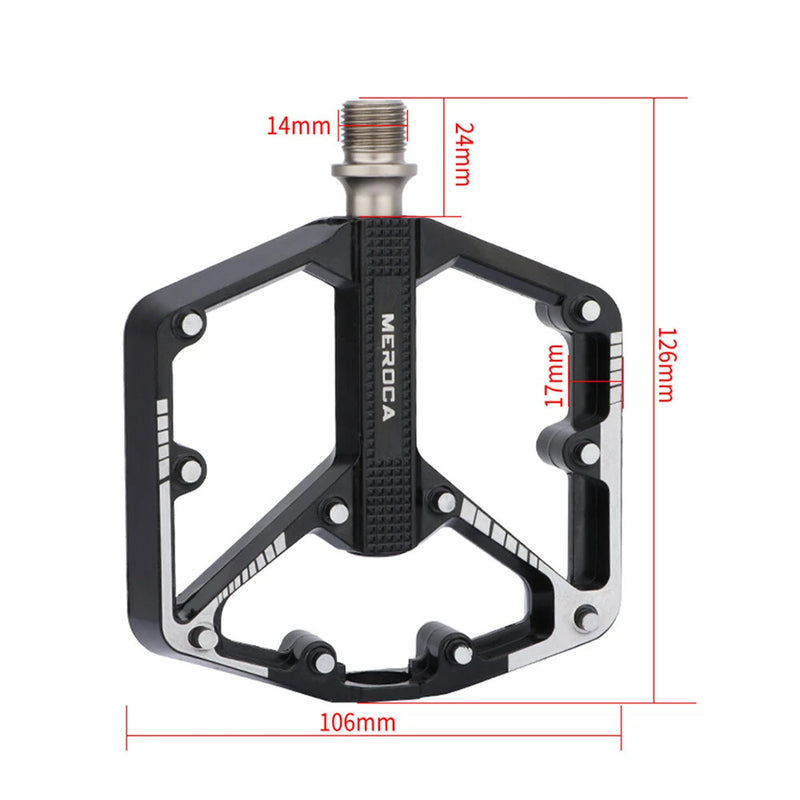 MEROCA DU 3 Bearing Bicycle Pedal Aluminum Alloy Anti-slip Widened Lightweight Labor-saving Bike Pedal for MTB Road Cycling