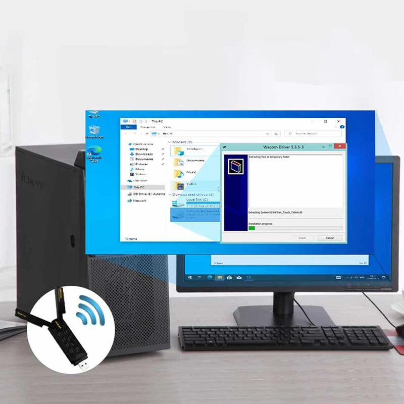 FENVI AX5400 WiFi 6E USB Adapter Dongle Tri Band 2.4G/5G/6GHz USB3.0 WiFi 6 Network Card with 2*2dBi Antenna for Laptop Win10/11 Driver Free