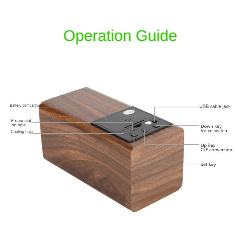 Creative Wooden Pen Holder Clock USB Voice Control Digital Pen Holder Alarm Clock LED Pencil Organizer with LED