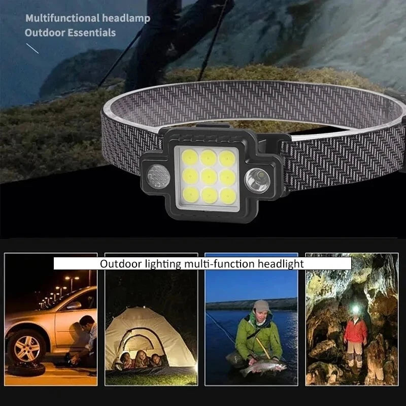 LED+XPE Strong Light Magnetic Headlamp Type-C Rechargeable LED Head Flashlight Outdoors Camping Fishing Emergency Headlight
