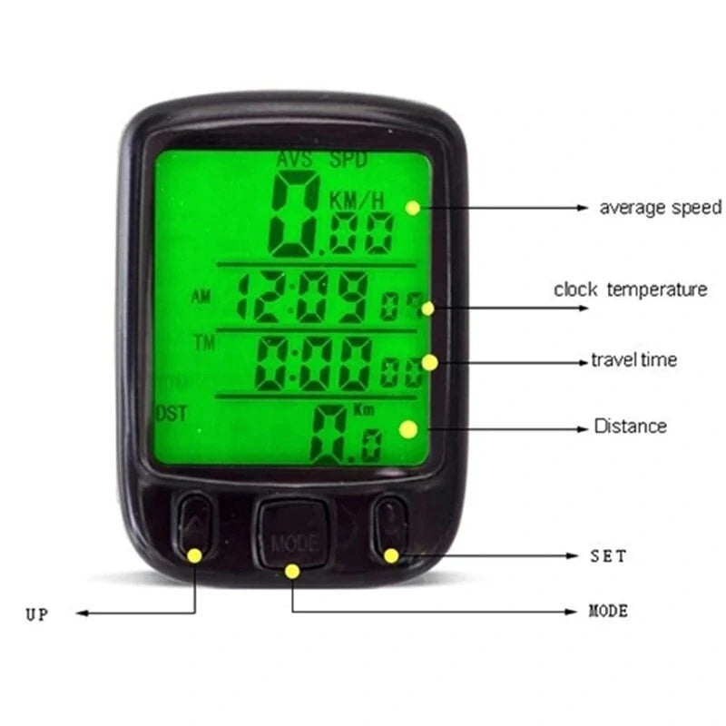 Wired Digital Bicycle Computer 1.6 inch LCD Screen Backlight Waterproof Odometer Stopwatch 32g Lightweight  For MTB Road Cycle City Bike