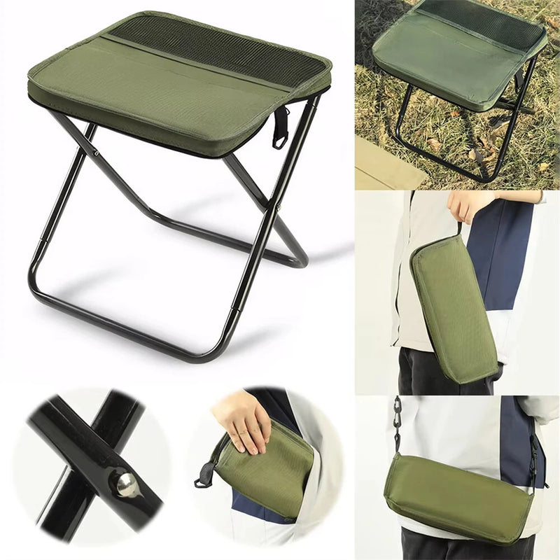IPRee Wear-resistant Foldable Backpack Stool Portable Small Mazar Satchel Pen Bag Camping Stool Lightweight Outdoor Folding Chair for Fishing Travel