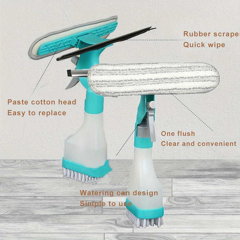 4-in-1 Home Glass Cleaning Brush Glass Cleaning Brush Multi-function Window Cleaner Creative Household Cleaning Tools Suitable for Bathroom Mirror Window Glass Tile