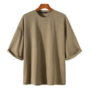 INCERUN Men Tshirts Male Loose Comfy Blouse Streetwear Casual Solid Color T-Shirts Leisure Half Sleeve Round Neck Tee Tops Summer S-3XL