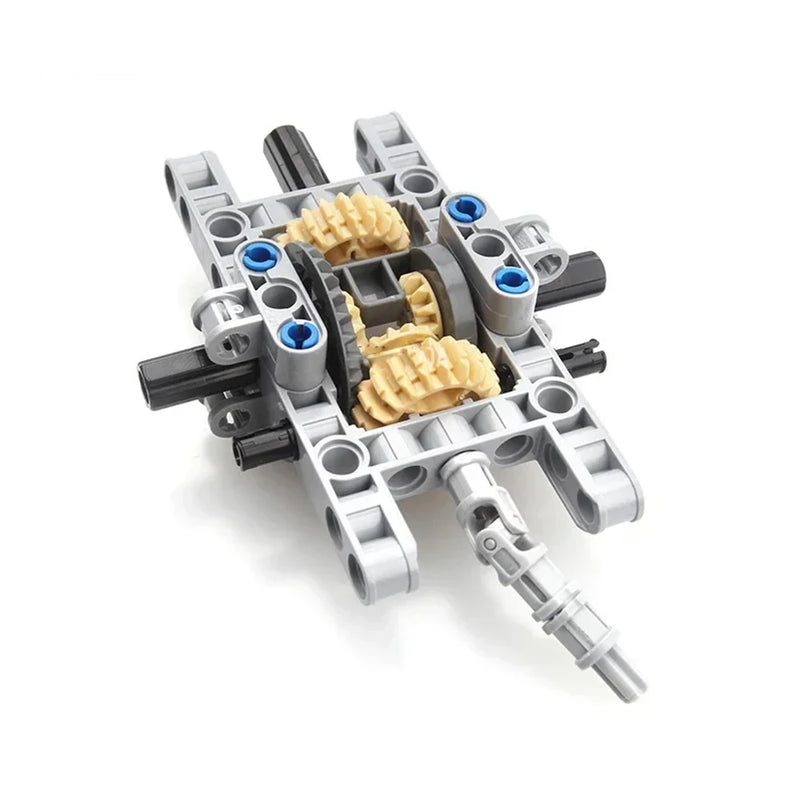MOC Technical Differential with Wheels Rear Drive System Shock Absorbing Car Chassis Building Blocks Model