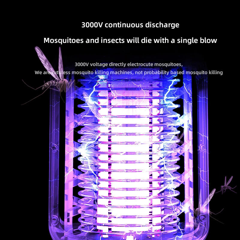 360 Electric Shock Mosquito Killer Lamp USB Charging Portable Household Electric Mosquito Killing Photocatalyst Outdoor Camping Dual Lighting Modes