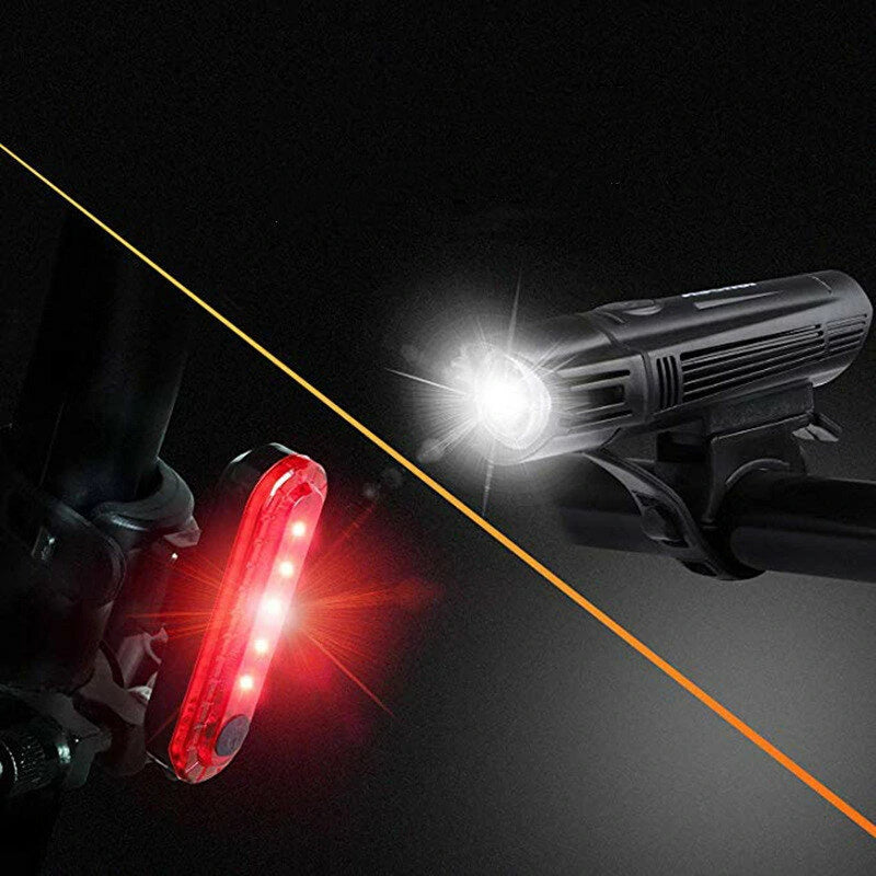Bicycle Lights Set Powerful Front and Rear Taillight LED USB Rechargeable Waterproof Cycling Flashlight Bike Headlight Light