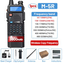 Baofeng M-5R Walkie-Talkie 5W 8W Power Extended Version One-Key Frequency AM Aviation Full-Band 3800mAh Battery Outdoor Radio