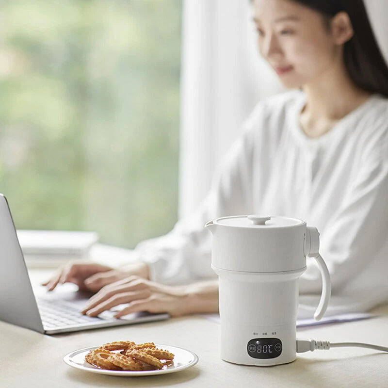 olayks Portable Folding Electric Kettle 0.6L Home Portable Travel Electric Kettle Insulation Kettle