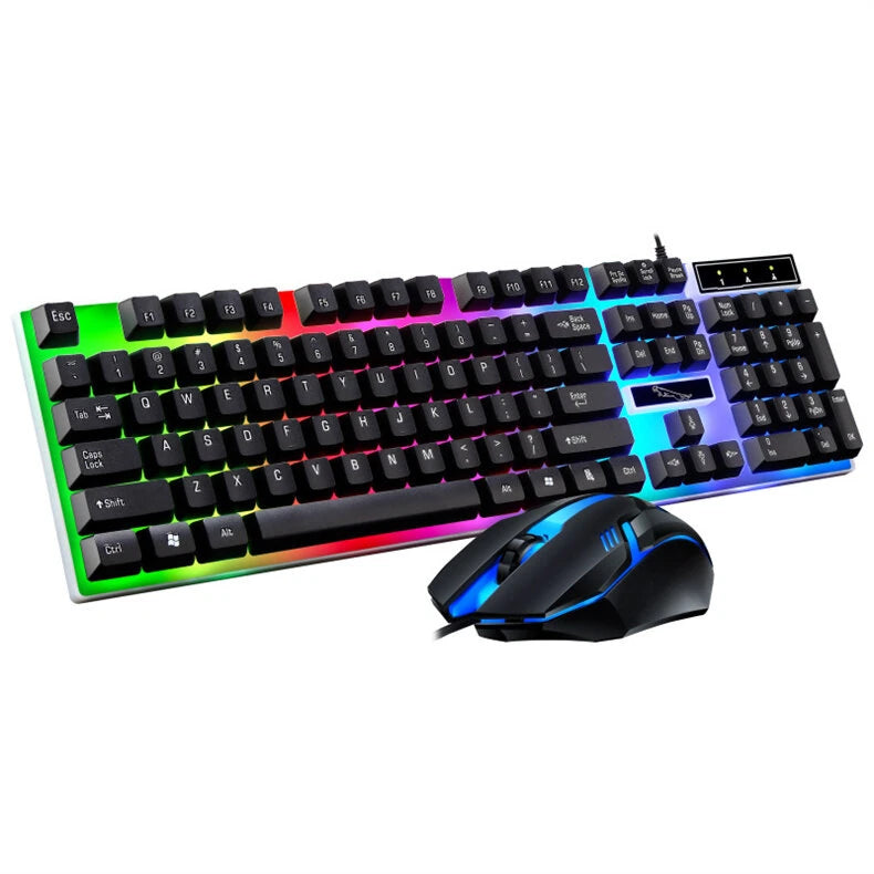 ZGUANGBA G21B Wired 104-Keys Gaming Keyboard and Mouse Set RGB Backlit Mechanial-Feeling Keycaps Waterproof Ergonomics USB Keyboard Mouse Combo for PC Computer