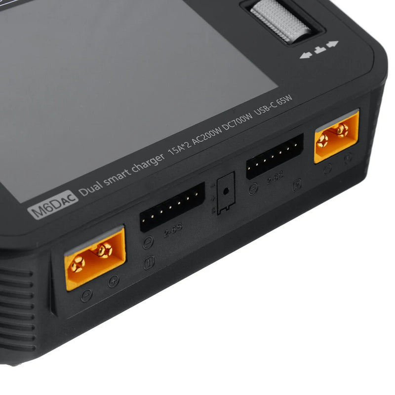 ToolkitRC M6DAC AC 200W DC 700W 15A*2 USB-C 65W QC3.0 Dual Channel Smart Lipo Battery Charger Discharger for 1-6S Lipo Battery